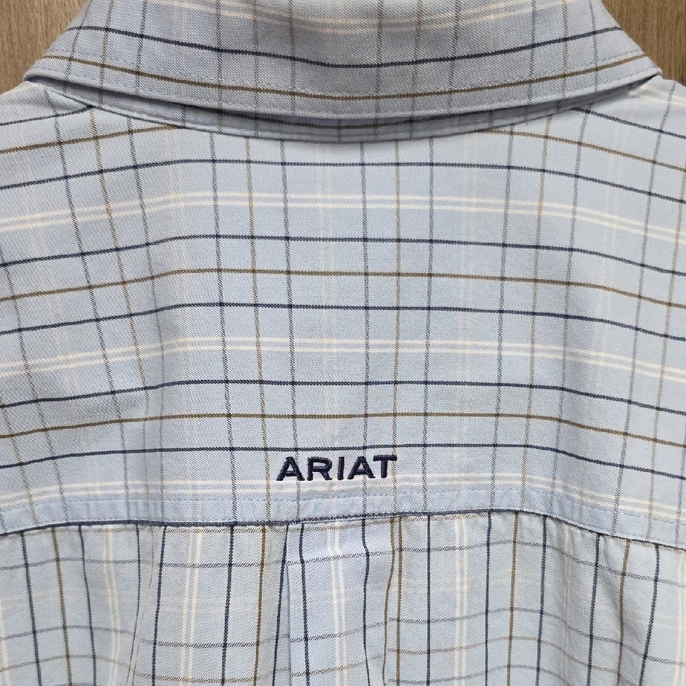 Ariat Light Blue Checkered Button Down Shirt - Picture 6 of 9